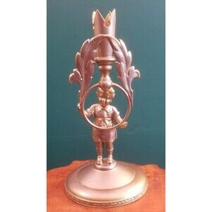 Vintage Cromwell Plate Co. Candlestick Boy Holding Hoop & Laurels 6.5"